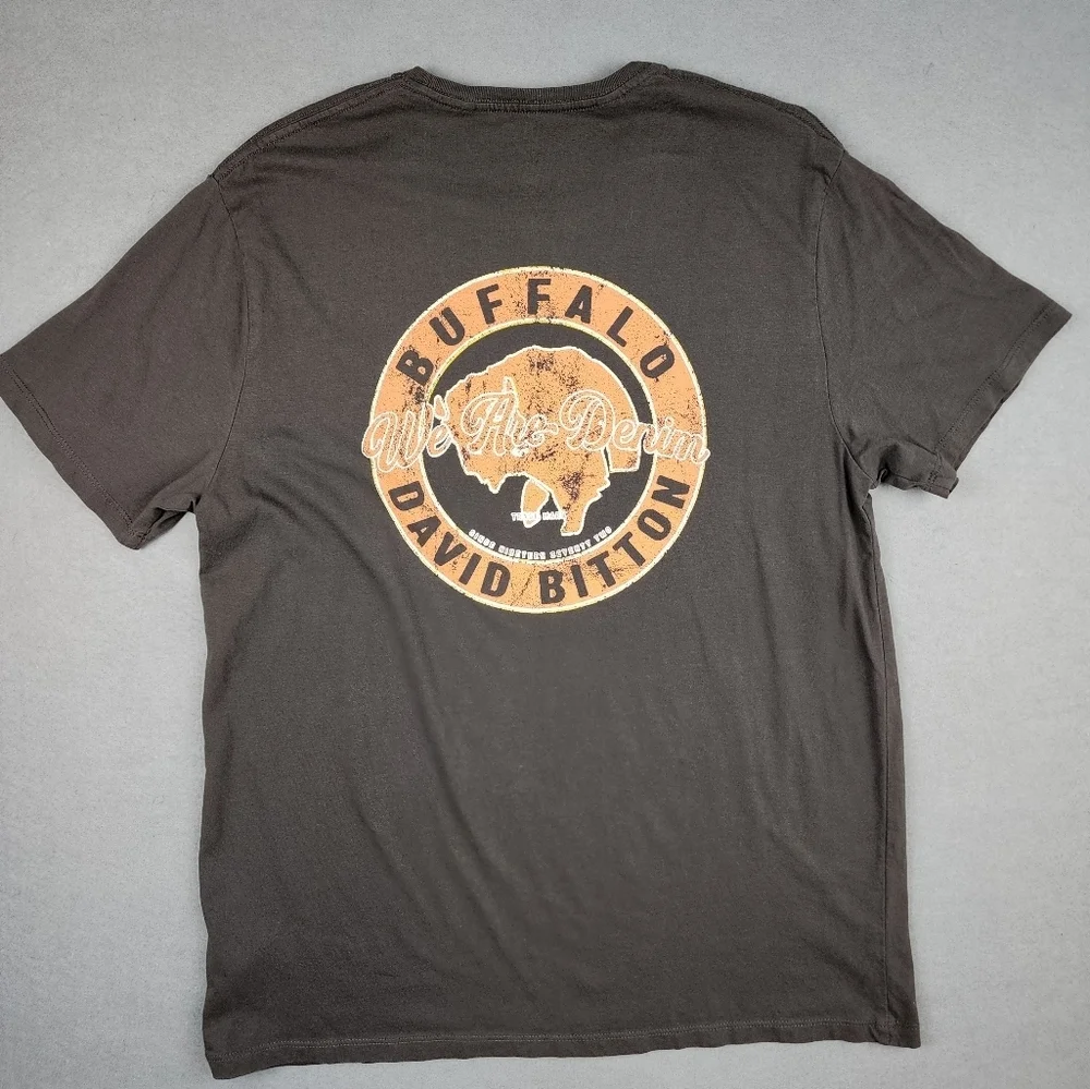 Buffalo David Bitton Gray Short Sleeve Tee Canadian Design Mens Large Distressed